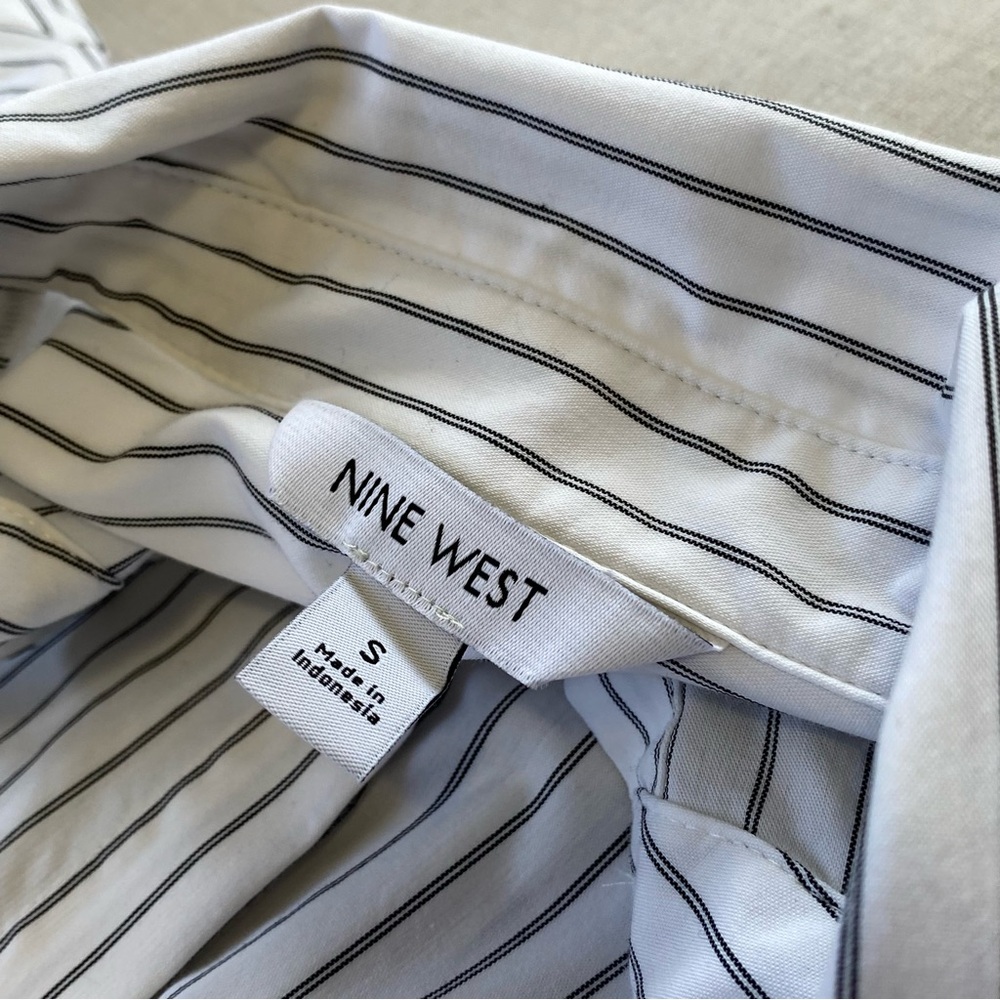 Nine West Striped Structured Button Down Long Sle… - image 7